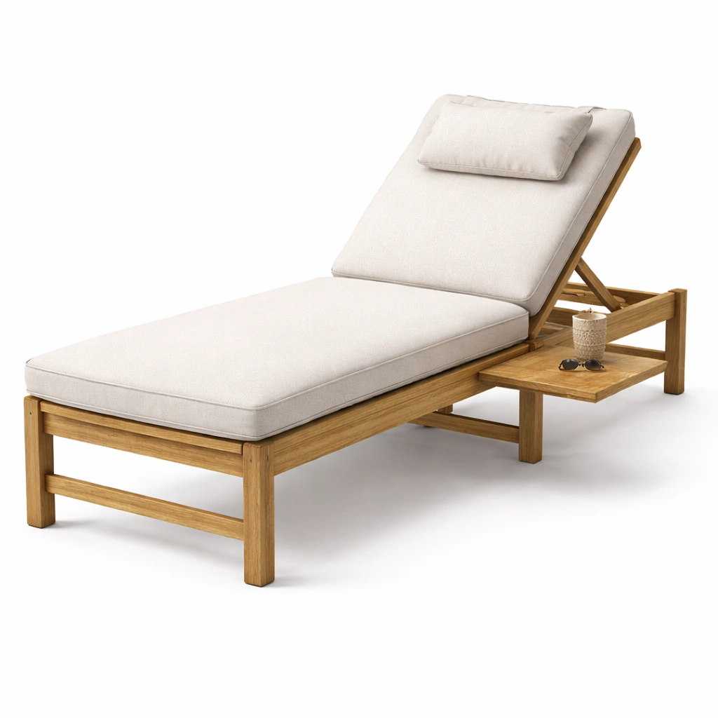 Outdoor Sonnenliege Holz mit Ablage Natur